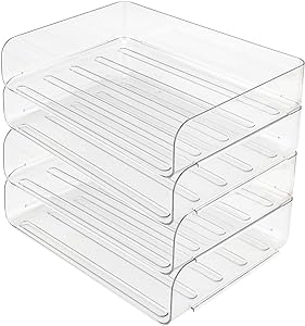 TAICHEUT 4 Pack Paper Organizer Letter Tray, 12.4x9.6x2.8 Inch Clear Plastic File Organizer Stackable File Organizer Desk Tray Office Desk File Holder for Kitchen, Bathroom