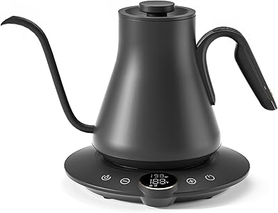 Cocinare Gooseneck Electric Kettle with Temperature Control, Pour Over Coffee & Tea, Retro Vintage Style 1200W for 180-sec Quick Boil Time, Stainless Steel Kettle Water Boiler, 30oz/0.9L (Dark Grey)