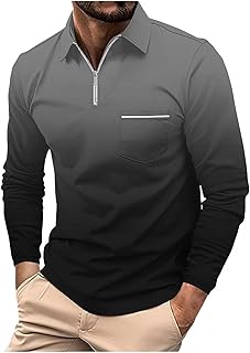 Long Sleeve Shirt Men Casual Fashion Polo Tee Shirts Slim Fit Golf Polo Shirt Casual Workwear Office Tops