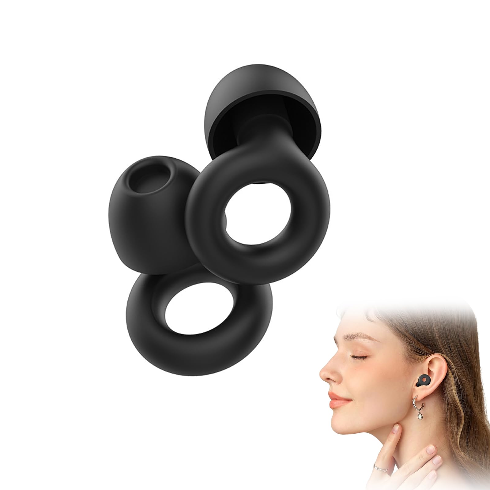 Generic Ear Plugs for Sleep, Loop Experience Earplugs, Noise Cancelling 25-33dB, Reusable Soft Silicone Earplugs for Sleeping, Snoring, Concerts, Travel, Flights, Ear Tips in XS/S/M/L - Black