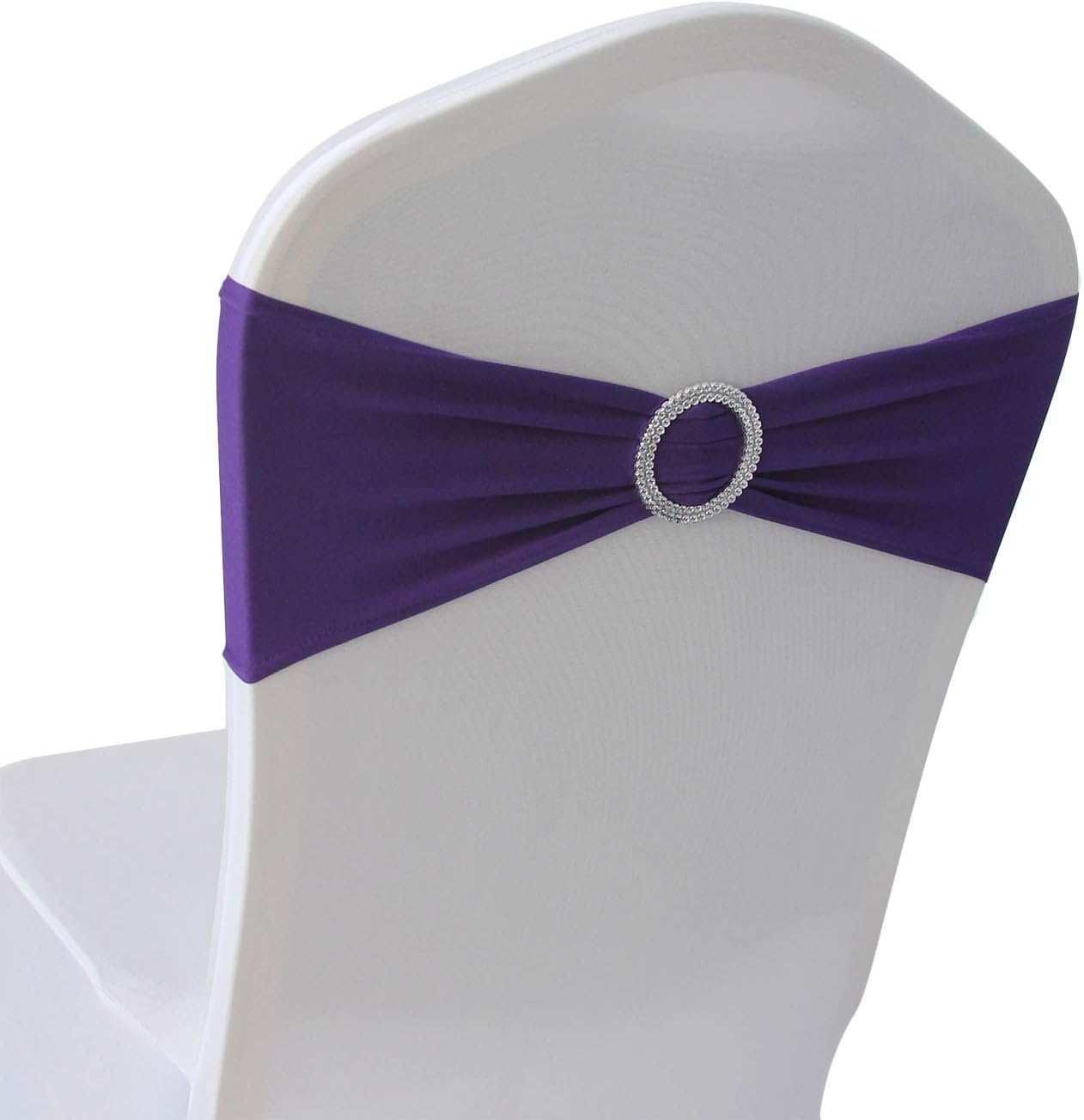 Amazon.com: WELMATCH Purple Spandex Chair Bands Sashes - 12 pcs Wedding ...