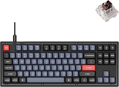 Keychron V3 Wired Custom Mechanical Keyboard, TKL Tenkeyless QMK/VIA Programmable Macro with Hot-swappable Keychron K Pro Brown Switch Compatible with Mac Windows Linux (Frosted Black-Translucent)