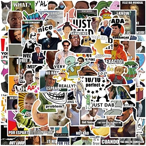 100pcs Funny Meme Stickers for Laptop Guitar Water Bottle, Cool Vinyl Waterproof Graffiti Decals,Adults Teens Gift