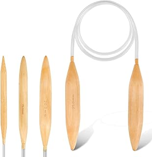 Bamboo Circular Knitting Needles Set – Circular Wooden Knitting Needles with Plastic Tube US Size 15 19 35 50 (10 15 20 25...