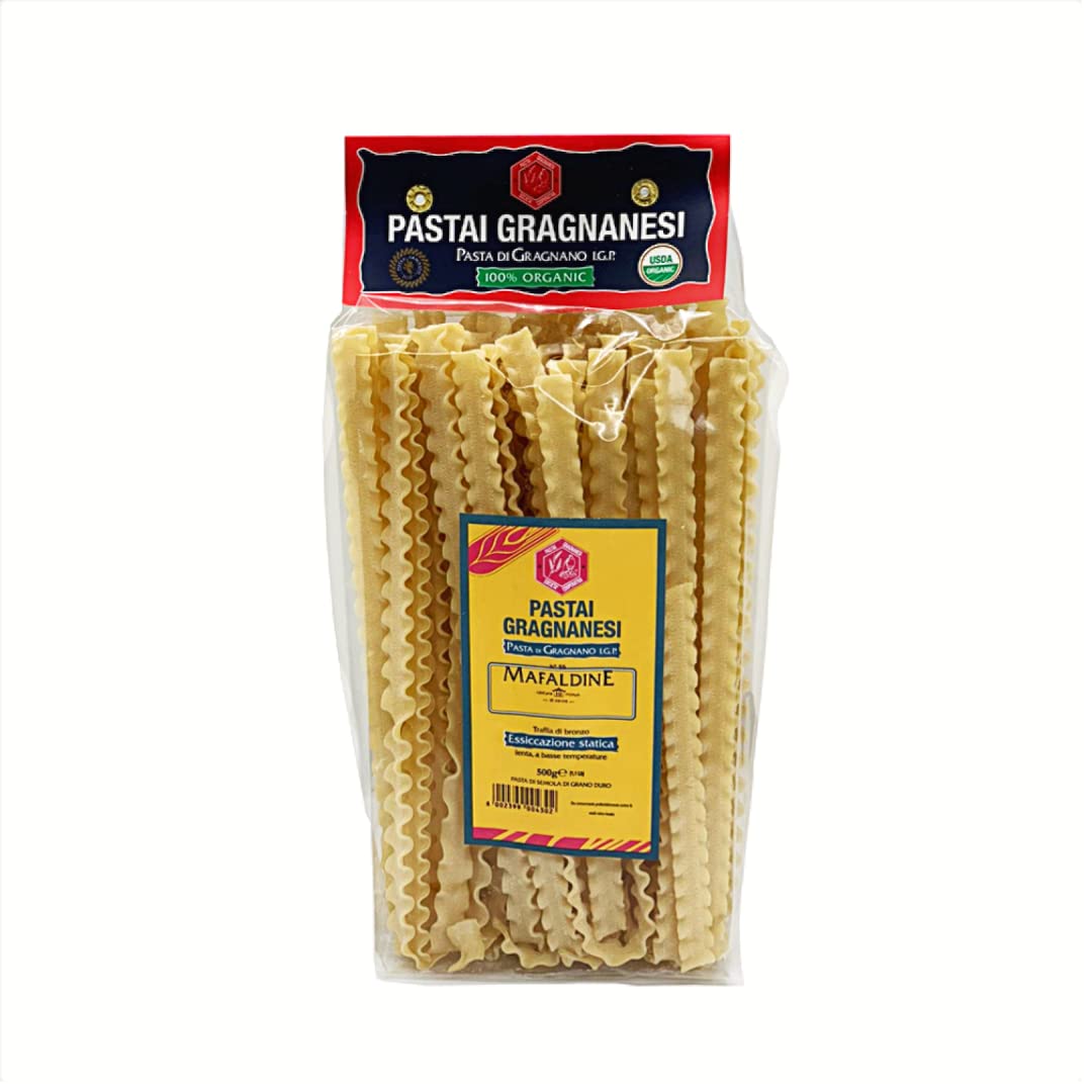 Mafaldine Italian Pasta di Gragnano | I.G.P. Protected | USDA Certified Organic | 17.6 Ounce | 500 Gram