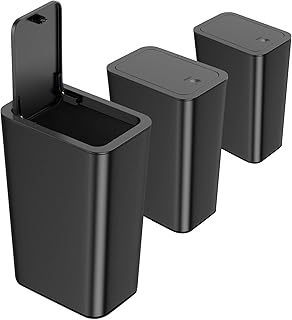 3 Pack 10 Liter Bathroom Trash Can with lid, 2.6 Gallon Kitchen Trash Can,Small Garbage Can Slim Compost Bin Waste Basket ...