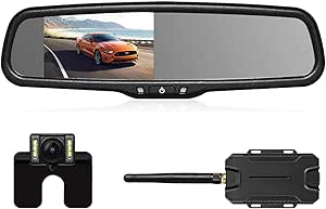 AUTO-VOX Wireless Reverse Camera Kit Car Backup Camera with Rear View Mirror Monitor and IP68 Waterproof Reversing Camera 6 LEDS Super Night Vision Back Up Car Camera Kit Easy Installation