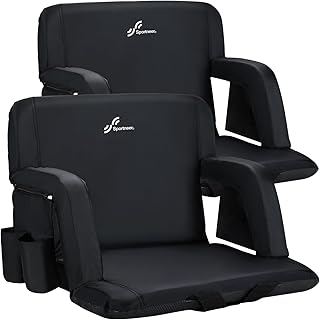 Sportneer Extra Wide Stadium Seats with Back Support, 2 Pack Bleacher Seats with Back and Cushion Wide Padded Stadium Chai...