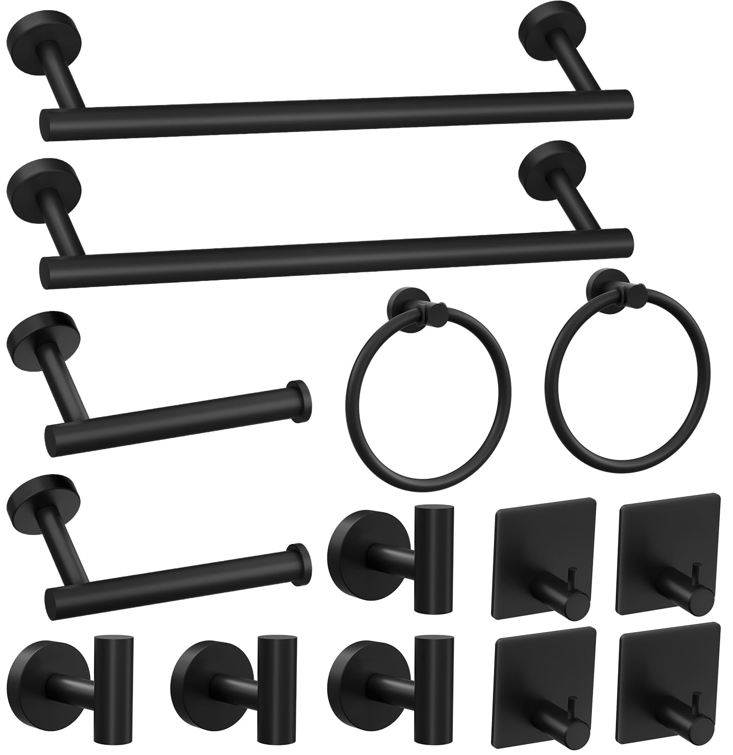 14-Pieces Matte Black Bathroom Accessories Set, Stainless Steel Bathroom Hardware Set, Bath Towel Bar Set, Towel Racks for Bathroom Wall Mounted.