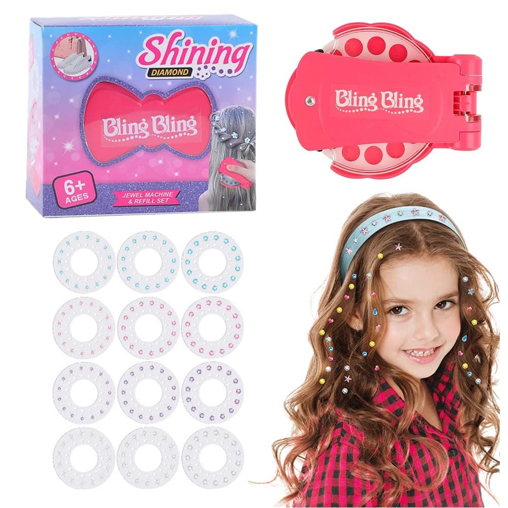 Blingbling Hair Gems, Ultimate, Radiance, Glam Collection, Comes with Glam Styling Tool, 180 Gems 4 Colors, Refill Gems, Rhinestone Sticker Tool Kit with Rhinestones, Hair Gems, or Nail Jewels