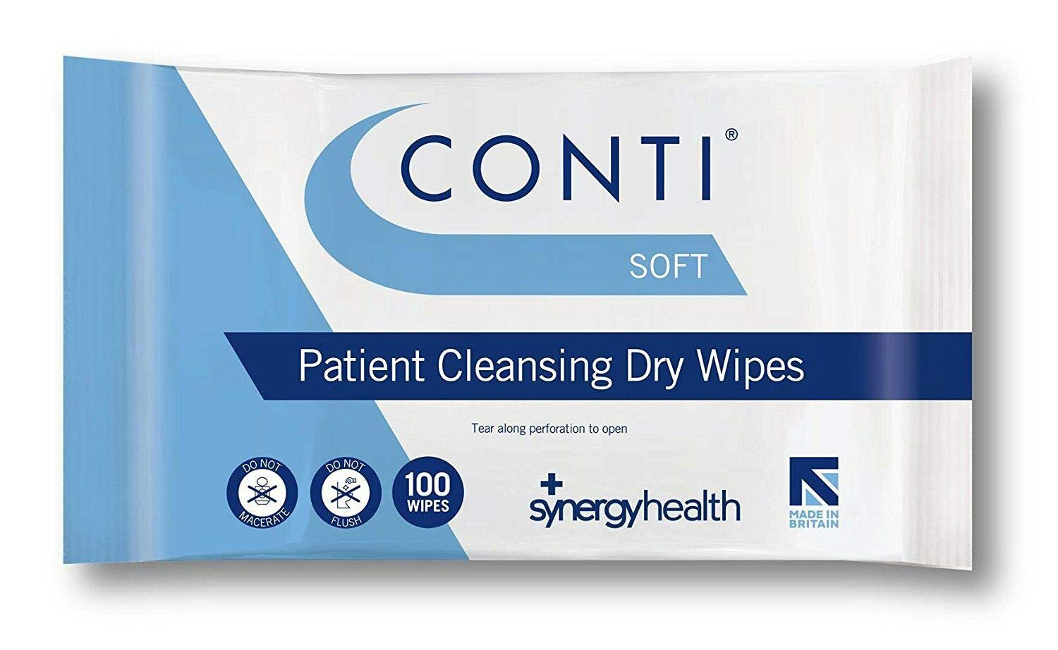 Synergy Health 10 Packs of 100 Conti Soft Large Dry Patient Cleansing Wipes