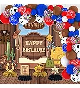 Cowboy Party Decorations, Western Birthday Party Decorations Include Balloons, Backdrop Banner, H...