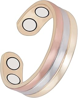 MagVIVACE Pure Copper Ring for Women, Magnetic Rings with Magnets, Tricolor Gold Jewelry Gift