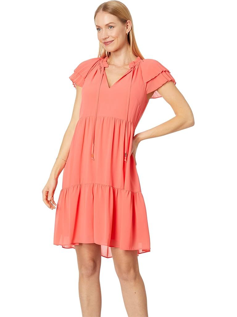 Vince Camuto Chiffon Pleated Sleeve Float Dress