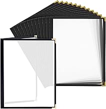 12 Pack Clear Restaurant Menu Covers, Letter Size Holders with Double Panels, Metal Corners (8.5 x 11 in)