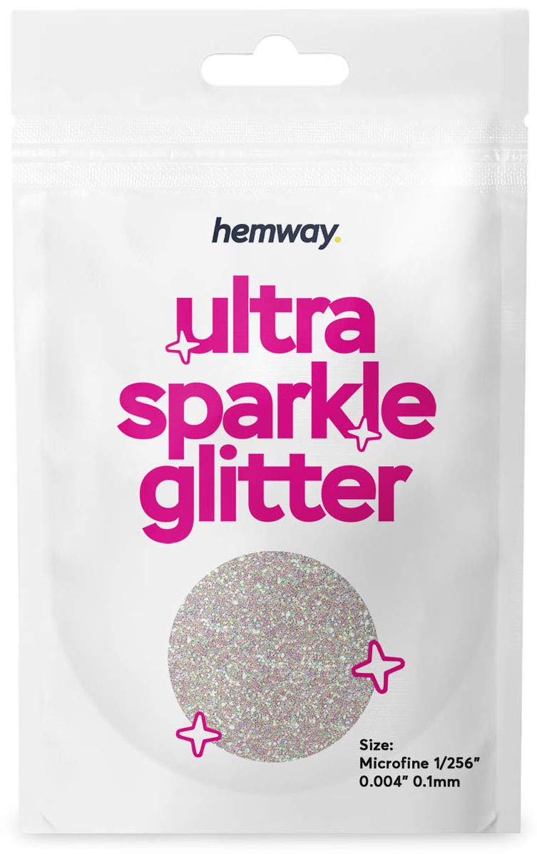 Hemway Premium Ultra Sparkle Glitter Multi Purpose Metallic Flake for Arts Crafts Nails Cosmetics Resin Festival Face - Mother Of Pearl Iridescent - Microfine (1/256" 0.004" 0.1mm) 10g / 0.35oz SAMPLE