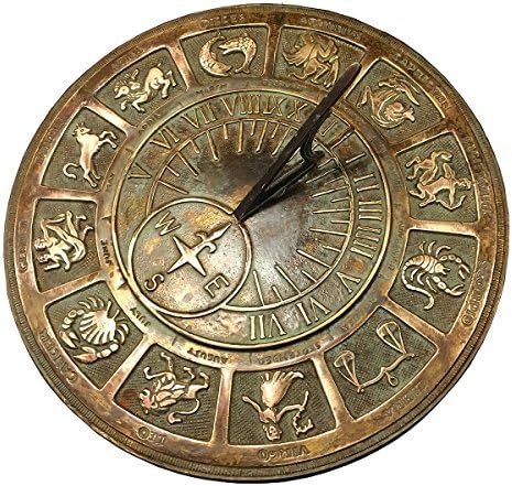 Rome Solid Zodiac Sundial, Brass