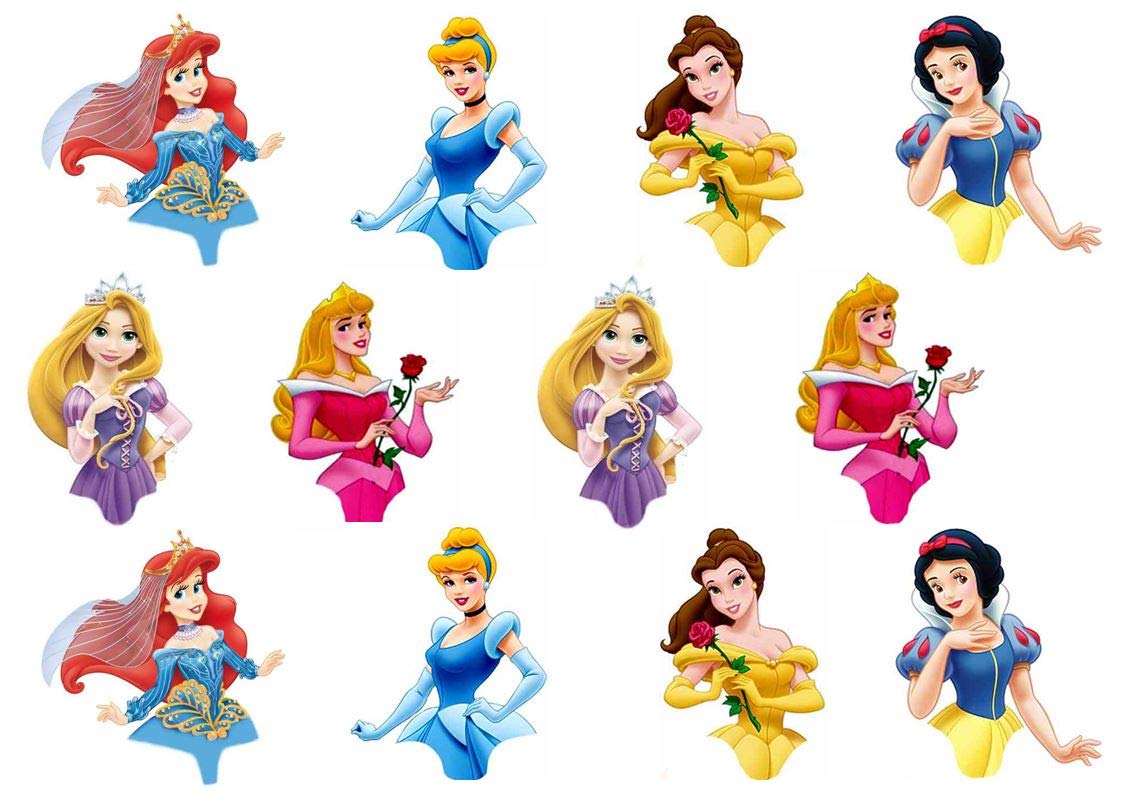 Buy 24 Princess Edible Cupcake/Fairy Cake Toppers **Top Half Toppers ...