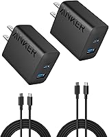 מטען לאייפון 16 של Anker, מטען USB C, חבילה של 2 יחידות בלוק מטען USB C עם שתי יציאות כפולות עבור אייפון 16 / 15 / 14...