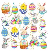 Easter Hanging Decorations, 50PCS Easter Hanging Swirls Decorations, Easter Party Supplies, Easte...