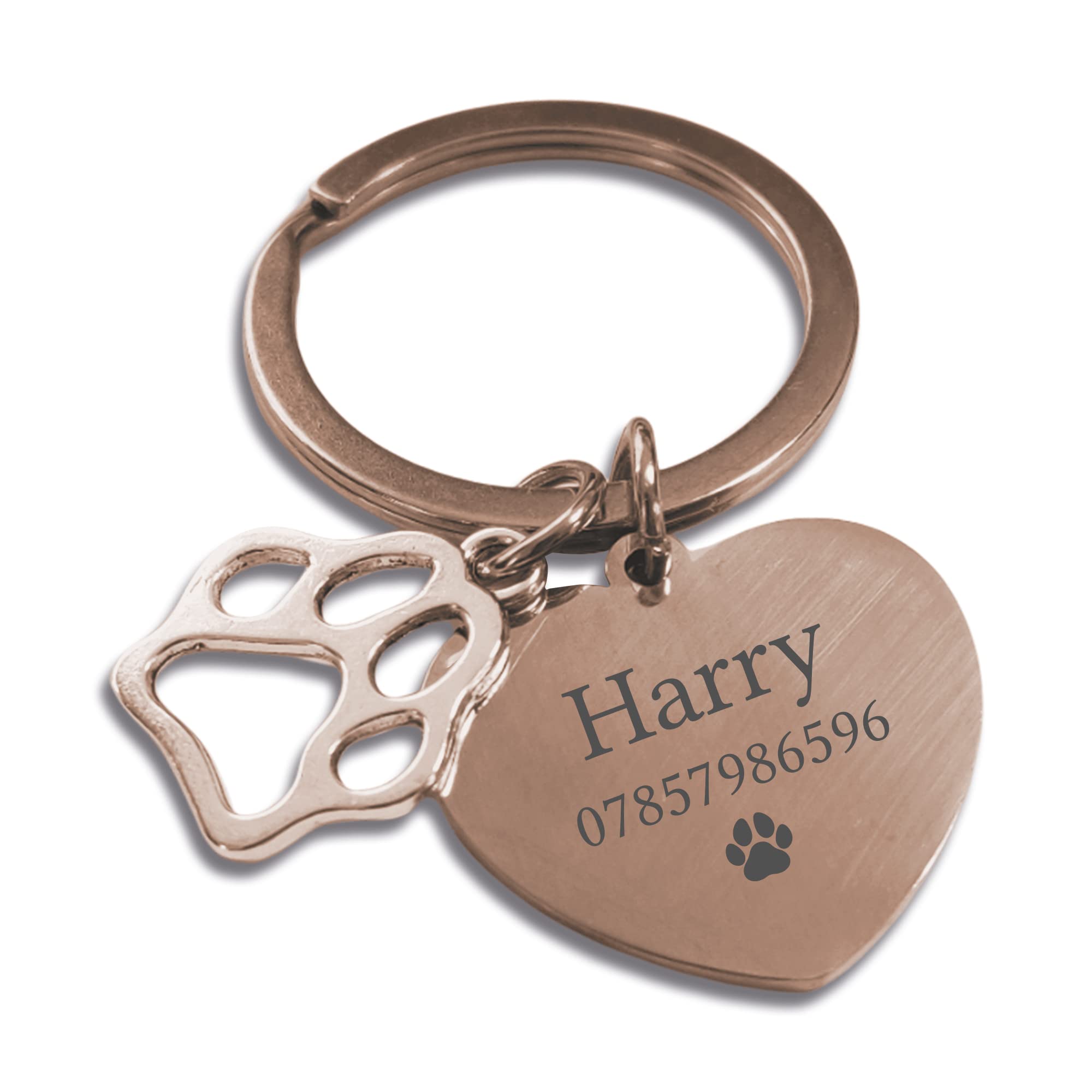 Print Maniacs Personalised Collar Tag Gift Keyring Name ID Identification Engraved Disc Dog Cat Rabbit Small Large Pets Animals D3 (Rose Gold)