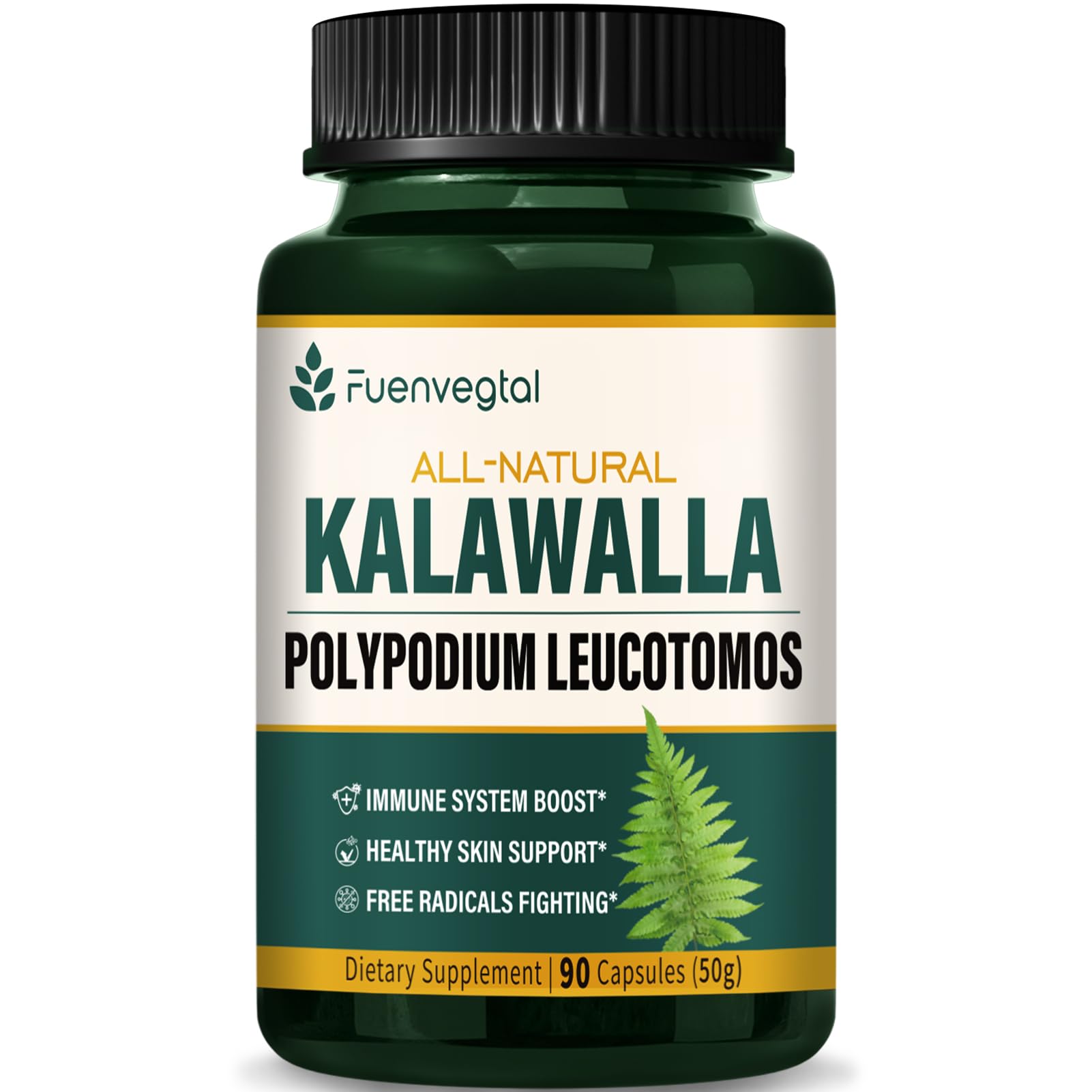 Kalawalla Root Capsules, Polypodium Leucotomos Extract Supplements Support Immune System, Skin Health, and Free Radicals Defense, Lasts 3 Months. 90 Count