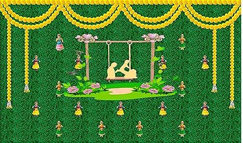 Ashvath Fashion Cradle Ceremony, Baby Naming Ceremony Design Backdrop Curtain for Decoration for Party Decoration/Background for Pooja Fabric -Polyster Size-5 Feet Height and 8 Feet Width(5 * 8)