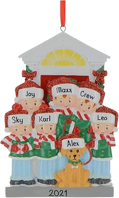 Personalized Family Christmas Ornament - Custom Ornament Family of 6 Christmas Ornament 2024 Hanging Christmas Ornament Family with Dog Family of 6 Ornament with Dog Family Ornament for Christmas Tree