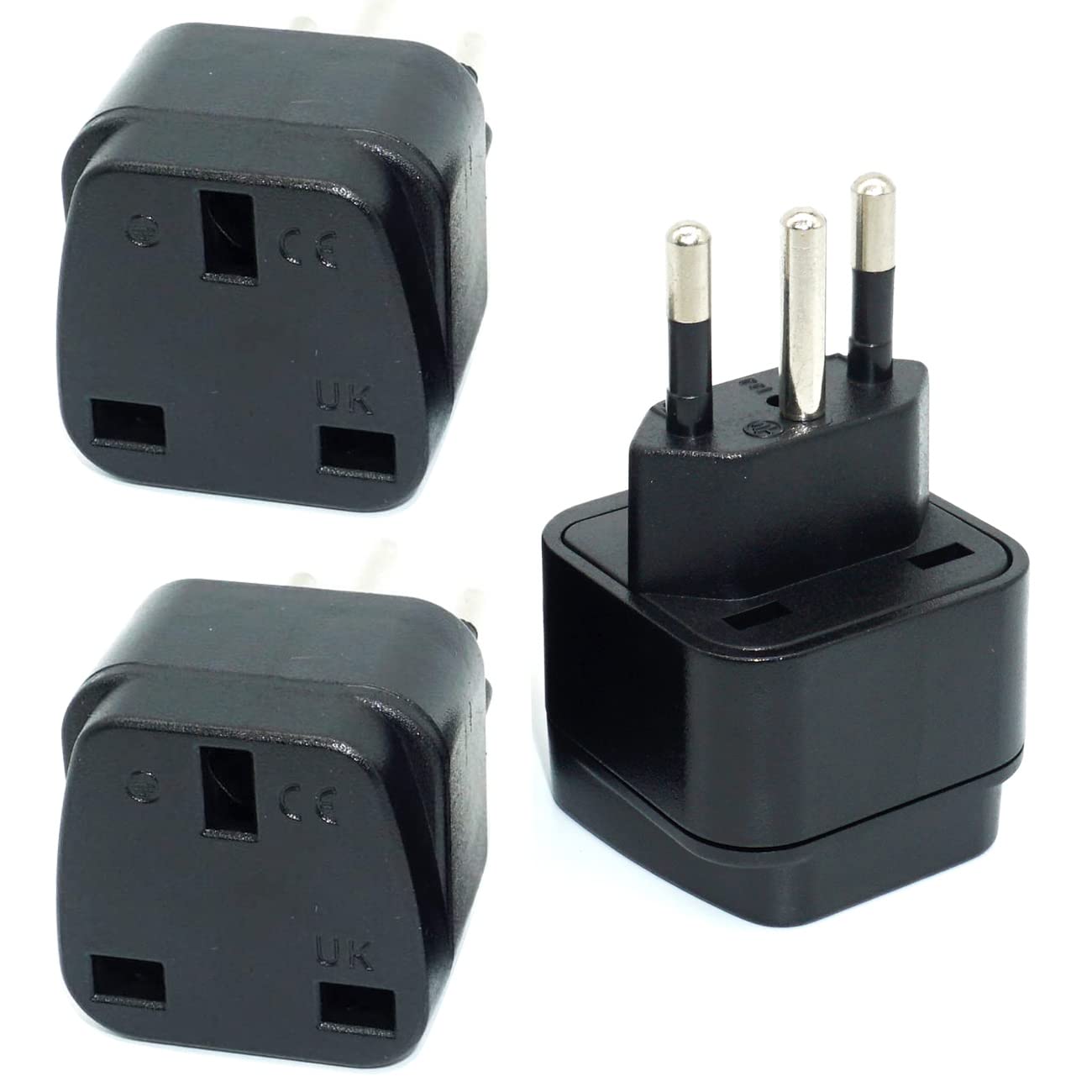 UAE/KSA/UK to Brazil (Type N) Travel Plug Adaptor, 3-Pin Type G UAE/KSA/UK Plug Convert to 3-pin Brazil Socket (3 Pieces)