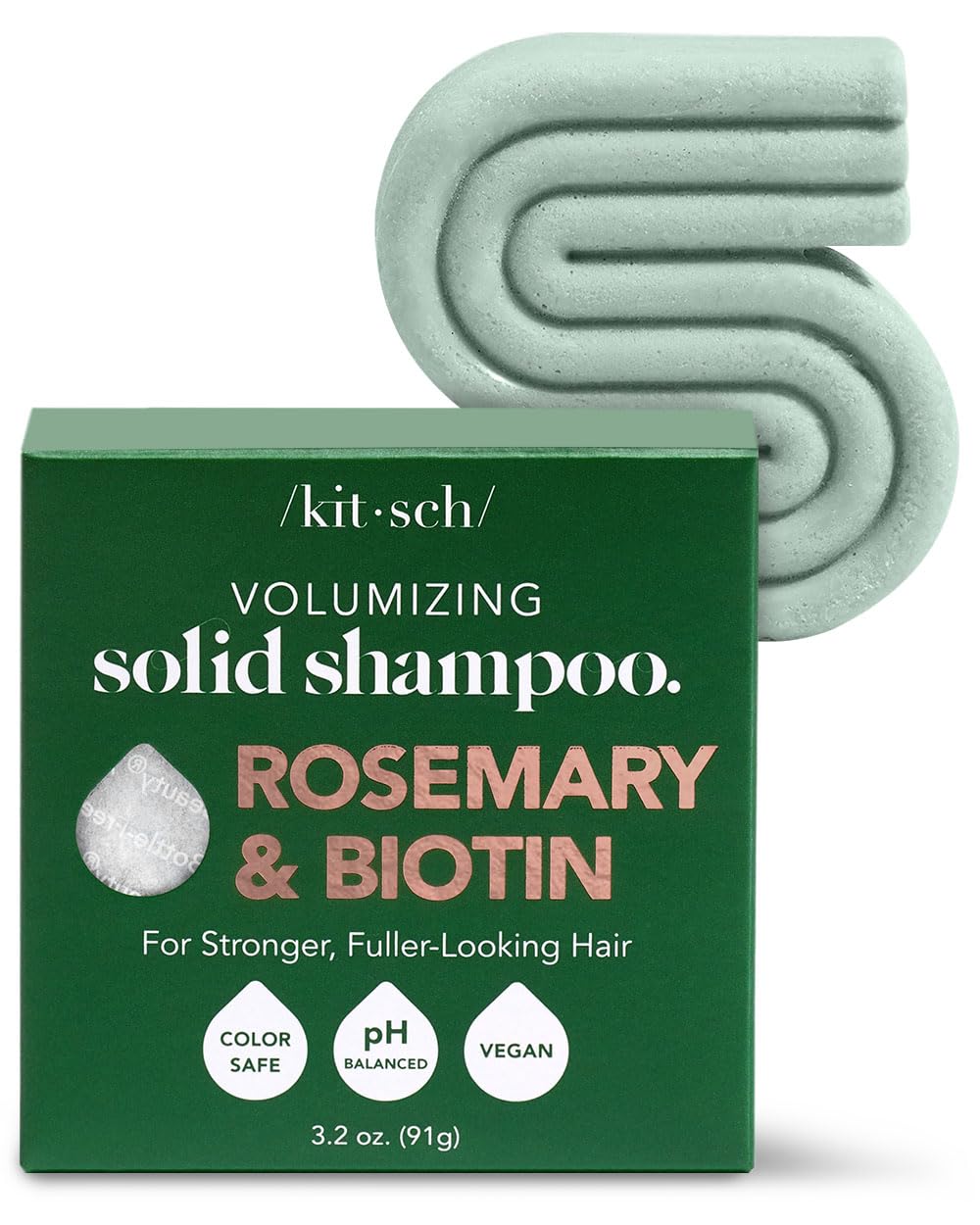 Kitsch Rosemary & Biotin Volumizing Natural Shampoo Bar for Hair Growth, Strengthening & Thickening Shampoo for All Hair Types, Made in USA, Vegan, Paraben Sulfate & Cruelty Free Soap