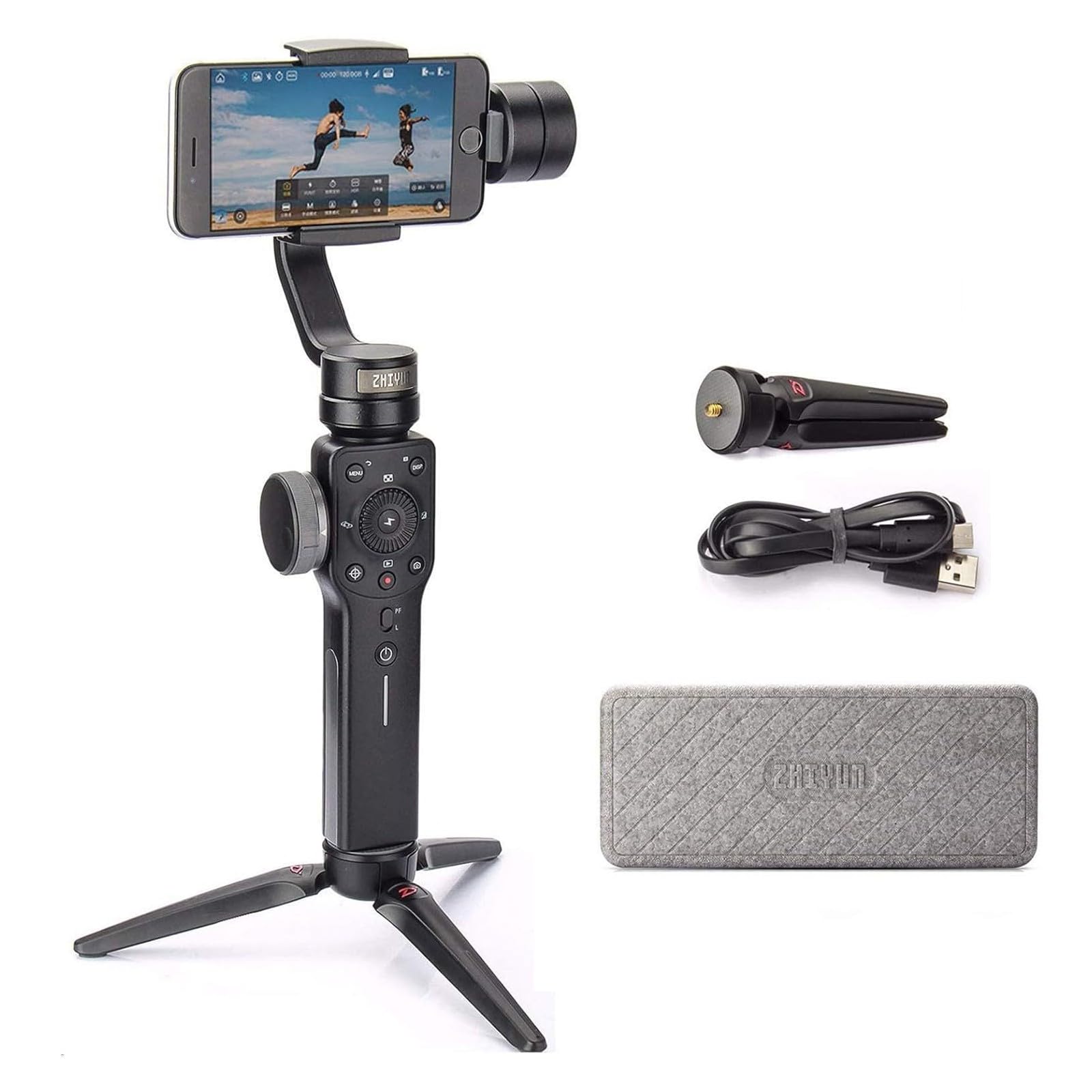 ZHIYUNSmooth 4 Gimbal Stabilizer for Smartphone iPhone Android Cell Phone 3-Axis Handheld Gimbal for Vlogging YouTube Vlog TikTok Instagram Live Video Kit Support Cellphone 210g MAX