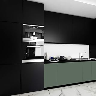 Livelynine Matte Black Contact Paper for Cabinets Waterproof Peel and Stick Black Wallpaper for Cabinet Vinyl Wrap Bedroom...