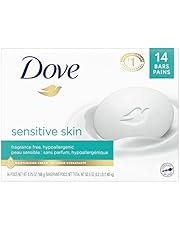 Dove Beauty Bar More Moisturizing Than Bar Soap for Softer Skin, Fragrance-Free, Hypoallergenic Beauty Bar Sensitive Skin With Gentle Cleanser 3.75 oz 14 Bars