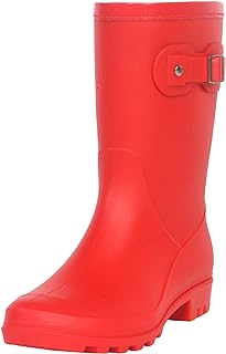 Fubotao Women's Mid Calf Rain Boots Waterproof Fashion Garden Shoes Anti-slipping Rainboots For Women Comfortable Insole L...