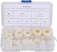 Eowpower 270 Pieces 8 Sizes Nylon Metric Sealing Washers Assortment Set