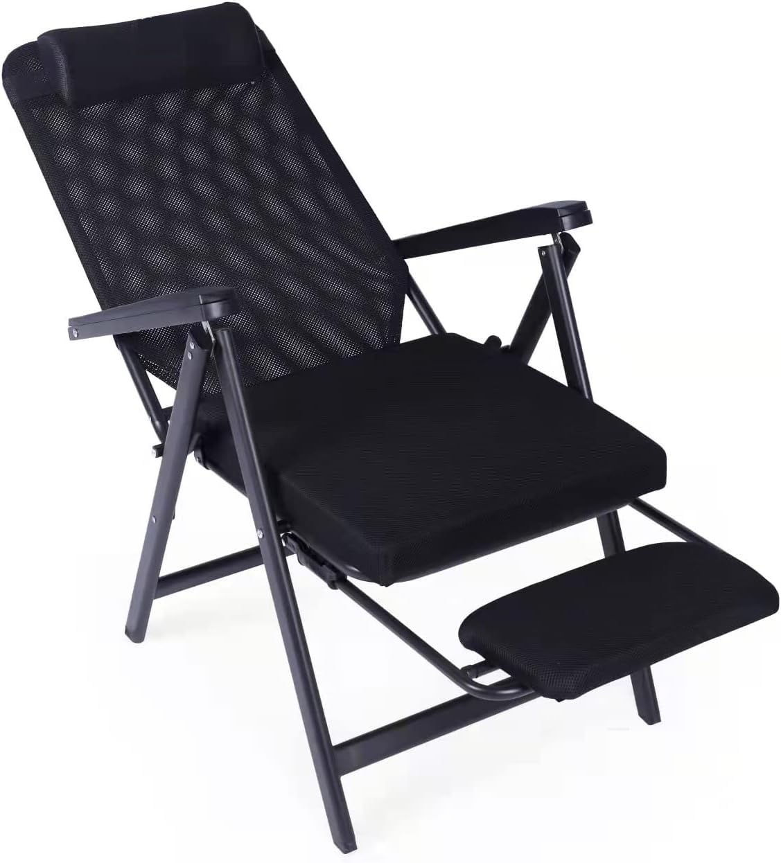 Inditradition Zero Gravity Relax Recliner Chair, Durable Metal Frame with Mesh Fabric & Cushion Seat, Upto 170° Recline with Leg Support (116x51 cm, Black)