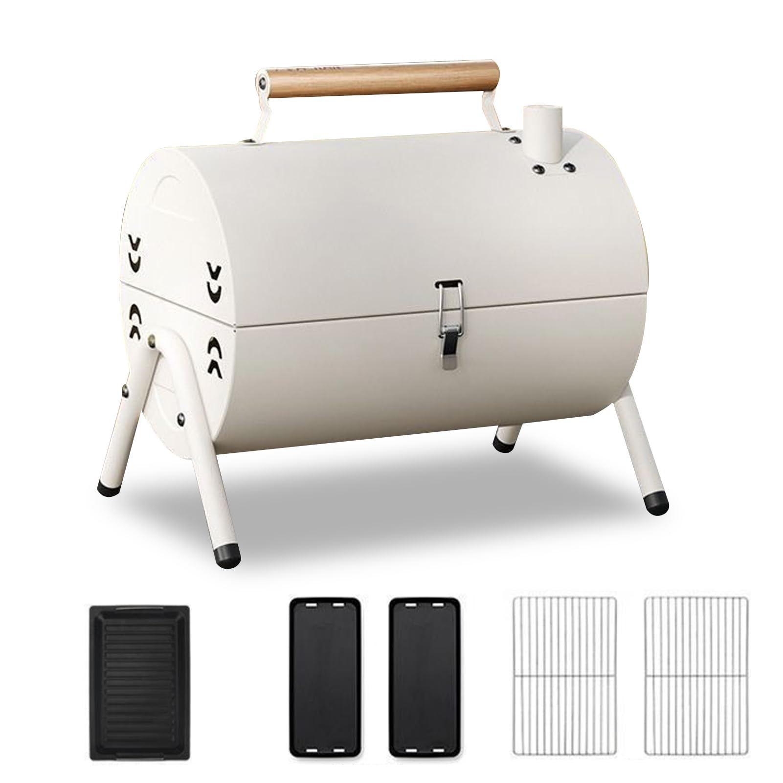 BeauentyBarbecue Grill, Charcoal Grill Set, Collapsible Outdoor Camping Grill, Portable Double-Sided Grill with Baking Pan, Outdoor Cooking Picnic Patio Backyard Cooking (Style 1)