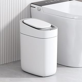 ELPHECO Automatic Bathroom Trash Can with Lid, 2.5 Gallon Slim Sensor Garbage Can, 9L Narrow Plastic Trash Bin, Waterproof...