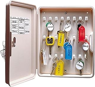 Lucky Line 24 Hook LOCKING Key Cabinet Organizer, Almond Color (61200), 24 Hooks