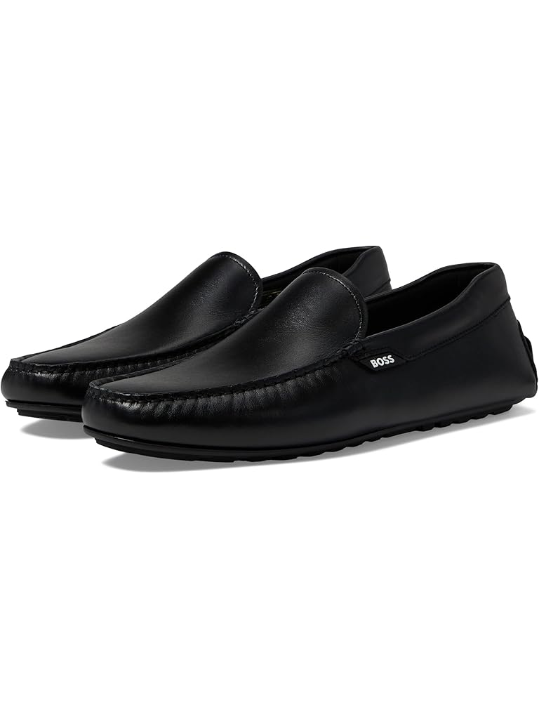 Black BOSS Noel Smooth Leather Moccasins