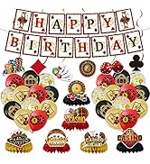 Casino Party Decorations, Casino Birthday Party Supplies Include Poker Banner, Casino Theme Hangi...