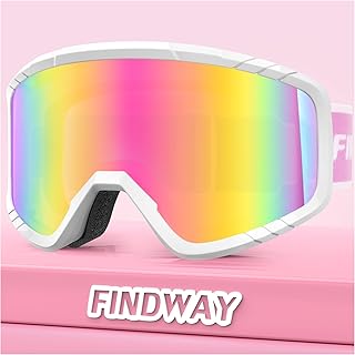 findway OTG Ski Goggles, snow/Snowboard Goggles for Men, Women Youth [Upgraded] Fit for All Helmet - Anti fog & glare & UV