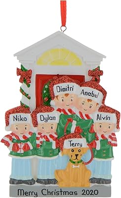 Personalized Family Christmas Ornament - Custom Ornament Family of 5 Christmas Ornament 2024 Hanging Christmas Ornament Family with Dog Family of 5 Ornament with Dog Family Ornament for Christmas Tree