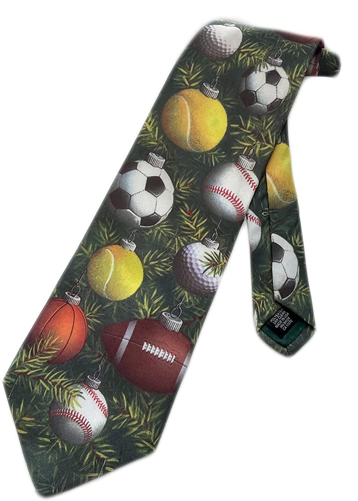 Mens Just Balls Christmas Football Golf Tennis Baseball Soccer Basketball Necktie Neck Tie Silk