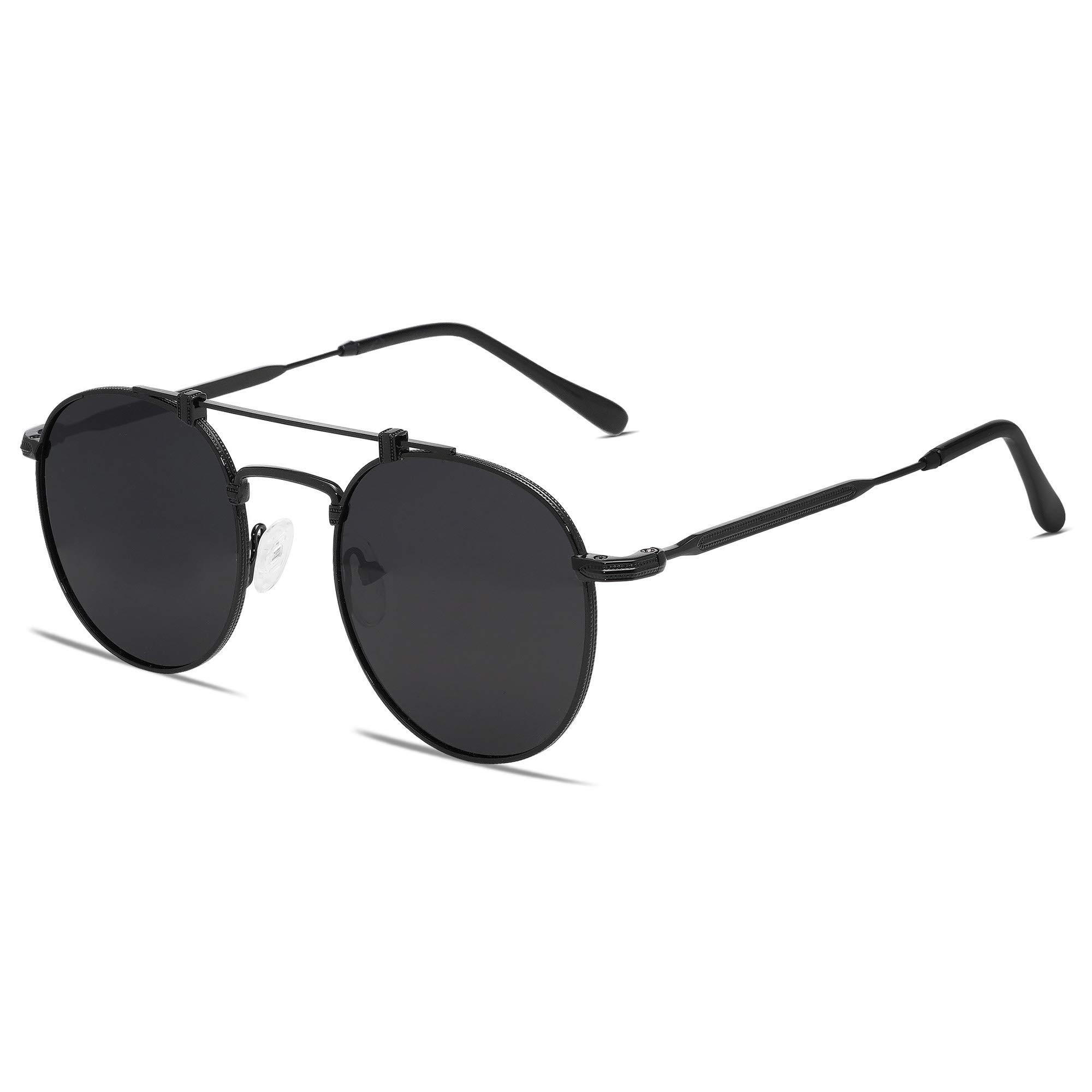 Small Round Polarized Sungl Double Bridge Retro Sunnies VL9570