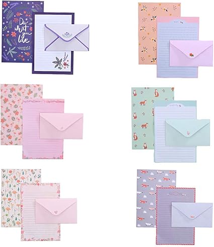 36 Pcs Lovely Letter Paper Lined Stationery Paper with 18 Pcs Envelope ...