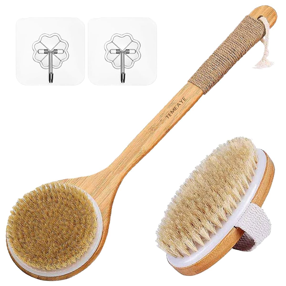 Dry Brushing Body Brush Sets Wooden Handle Combined with Medium Strength Natural Bristles Gentle Exfoliator Remove Cellulite Lymphatic Drainage Makes The Skin of The Entire Body Softer