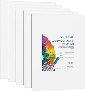 GOTIDEAL Canvases for Painting, 18x24 inch of 5 Pack, Professional Primed White Blank Flat Canvas - 100% Cotton Artist Can...