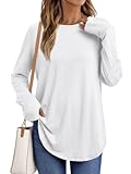 Womens Long Sleeve Shirts Crew Neck Casual Tshirts Fall Fashion Tops Loose Fit Lightweight Y2k Outfits Clothes