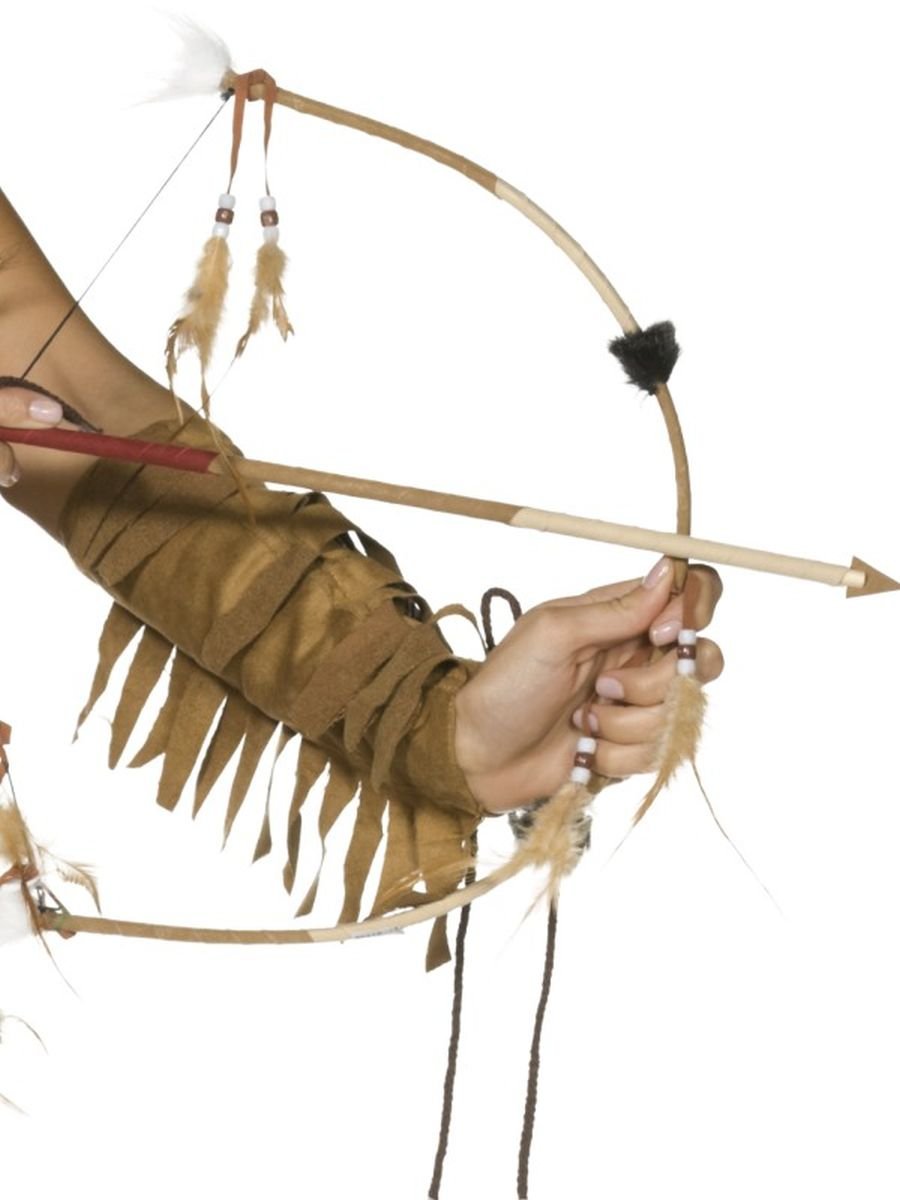 SmiffysFeathered Indian Bow And Arrow Set Deluxe, One Size - Brown